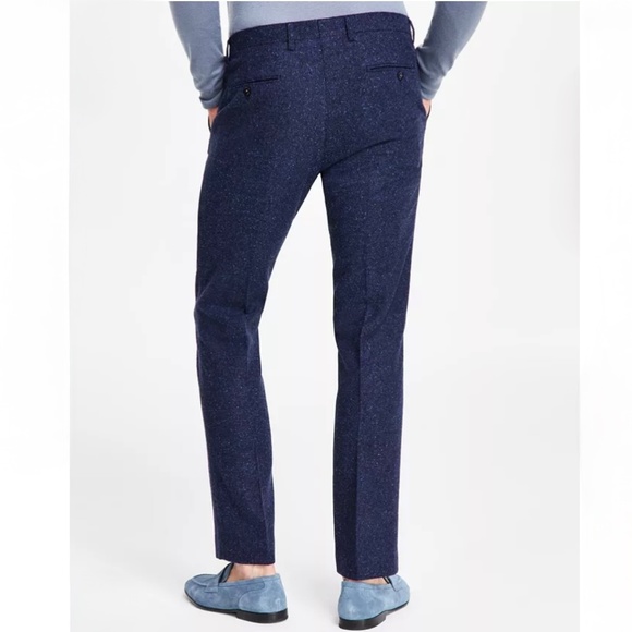 Paisley and Grey Mens Slim Fit Downing Blue Speckle Suit Pants - Picture 2 of 13